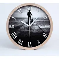 Tulup Holzuhr 25fi cm wanduhr - weiße Spitzen - Gitarrist auf dem Pier