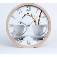Tulup Holzuhr 30fi cm wanduhr - weiße Spitzen - rieselfähigen Kaffee