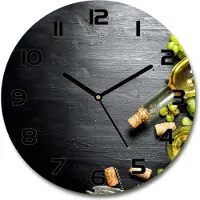 Tulup Wanduhr aus Glas 30fi Glasbild Glasuhr Gehärtetes Glas - schwarze-zeiger - White wine and fruits