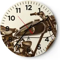 ARTTOR Wanduhr - Rund - Glasuhr - motor retro - 40x40cm - Schleichendes Uhrwerk - Lautlos - zum Aufhängen bereit - Dekoration Modern - Wanddekoration aus Glas - C4AR40x40-4086