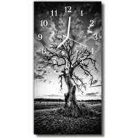 Tulup Glasuhr Wanduhr Küchenuhr Echt-Glas 30x60 Baum Grau