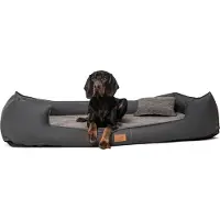 Tierlando Nonplusultra LINUS orthopädisches Hundebett Visco PLUS Kunstleder - Größe: 110x90cm | Farbe: 02 Graphit