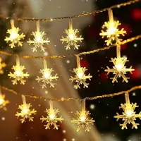 ROSNEK 3m 20LED Schneeflocke Lichterkette Batteriebetrieben Weihnachtslichter Party Dekorative Lichterketten, Warmweiß