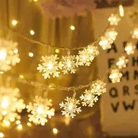 Lapalife LED Schneeflocke Lichterkette Batteriebetrieben Innen Home Party Weihnachten Hochzeit Deko, Warmweiß, 6m