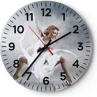 ARTTOR Wanduhr - Rund - Glasuhr - Frau Tänzerin Ballett - 30x30cm - Schleichendes Uhrwerk - Lautlos - zum Aufhängen bereit - Dekoration Modern - Wanddekoration aus Glas - C4AR30x30-2665