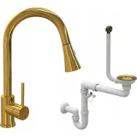 Granitan Snake Gold Küchenarmatur + Gold Siphon