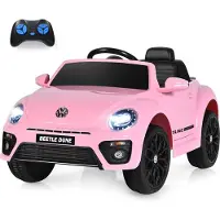 Goplus Kinder Elektroauto mit 2,4 G Fernbedienung, 12V Kinderauto mit Musik, Hupe, stoßdämpfenden Rädern & Scheinwerfer, Kinderfahrzeug mit 2 Türen