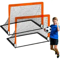 Lixada Outdoor-Sport-Kinderfußballtor, tragbares faltbares Fußballtor, Kleinkind-Fußballspiel-Torrahmen, zweiteiliges Set, Orange