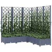 vidaXL "2026 Aktion"Pflanzkübel/Garten-Hochbeet - CLORIS - Pflanzkasten - mit Spalier Blaugrau 120x120x121,5 cm PP - NeuMöbel5903990