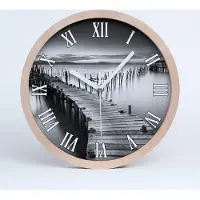 Tulup Holzuhr 25fi cm wanduhr - weiße Spitzen - Holzsteg