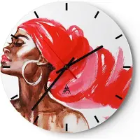 ARTTOR Wanduhr - Rund - Glasuhr - frau modern - 40x40cm - Schleichendes Uhrwerk - Lautlos - zum Aufhängen bereit - Dekoration Modern - Wanddekoration aus Glas - C3AR40x40-3497