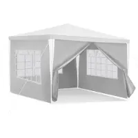 Eikuavons Pavillon 3x3 m Weiß Partyzelt Gartenpavillon mit Seitenteilen für Garten Camping