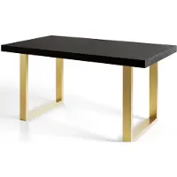 Alpi Möbel Alpi Moebel, Rechteckiger Esstisch Loft-U, Industrieller Modern Tisch 160x90x77 cm, Schwarz mit Metallbeinen in Gold