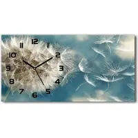 Tulup Wanduhr aus Glas – 60x30 cm - Glasbild - Glasuhr - Gehärtetes Glas - schwarze-zeiger - Löwenzahn