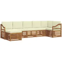 Syfax Ecksofa Set mit Kissen 7 pcs Natur und Creme Massivholz Akazie