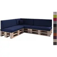 Sunnypillow 8er Palettenkissen Set mit abnehmbarem Bezug Sitzkissen + Rückenkissen Palettenauflage Palettenpolster Indoor / Outdoor | Blau |