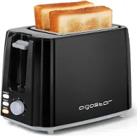 Aigostar - 750W Toaster,2 Breite Toastschlitze, 7 Einstellbare Bräunungsstufe, Auftau- & Aufwärmfunktion, Schwarz