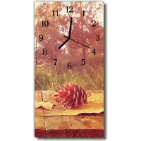 Tulup Glasuhr Wanduhr Küchenuhr Echt-Glas 30x60 Zapfen Braun