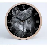Tulup Holzuhr 20fi cm wanduhr - schwarze Spitzen - Große römische Uhr Wolf
