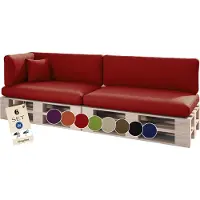 Sunnypillow Palettenkissen Outdoor, wasserdicht, UV-lichtecht - 6er Set - Palettenauflage für Palettensofa für Haus, Garten - Palettenpolster für Palettenmöbel - Rückenkissen & Sitzkissen Rot