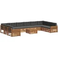 vidaXL Sofagarnituren 11 Stk. Natur und Anthrazit Massivholz Akazie