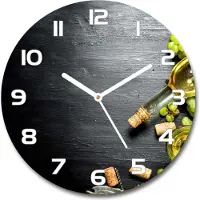 Tulup Wanduhr aus Glas 30fi Glasbild Glasuhr Gehärtetes Glas - weisse-zeiger - White wine and fruits