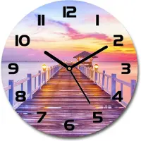 Tulup Wanduhr aus Glas 30fi Glasbild Glasuhr Gehärtetes Glas - schwarze-zeiger - Wooden pier