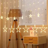 TRMLBE LED Lichterkette mit 12 Sterne, 138 LEDs Lichtervorhang Weihnachtslichter 3M Sternenvorhang Warmweiß mit 8 Modi für Innen Weihnachten