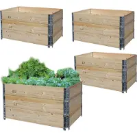 Gerso Hochbeet Holzaufsatzrahmen Set 12 Stück Palettenrahmen 120x80cm Holzrahmen Stapelbar Steckbar