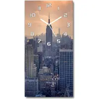 Tulup Wanduhr aus Glas – 30x60 cm - Glasbild - Glasuhr - Gehärtetes Glas -Manhattan New York