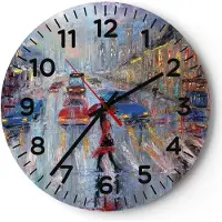 ARTTOR Wanduhr - Rund - Glasuhr - Acryl Stadt Regen - 30x30cm - Schleichendes Uhrwerk - Lautlos - zum Aufhängen bereit - Dekoration Modern - Wanddekoration aus Glas - C4AR30x30-4251
