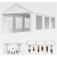 Markenlos Partyzelt 3x6, Metallgestell, wasserdichtes Pavillon 560g/m² PE-Plane, stabil mit 18 Bodenhaken und 4 windfesten Seilen, UV-Schutz 50+, großes Hochzeitszelt für den Garten 18m², weiß