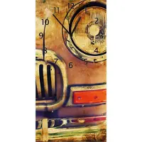 Wallario Design Wanduhr bedruckt, Größe 30 x 60 cm, Motiv: Antiker Oldtimer in Sepiafarben - Frontansicht