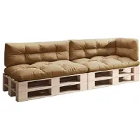 Sunnypillow Palettenkissen für Palettenmöbel - 5er Set - Palettenauflage 120 x 80 für Palettensofa - Palettenpolster für Garten, Gesteppte Kissen für Europaletten - Sitzkissen & Rückenkissen Beige