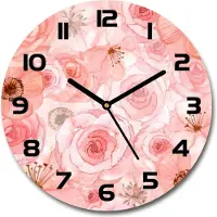 Tulup Wanduhr aus Glas 30fi Glasbild Glasuhr Gehärtetes Glas - schwarze-zeiger - Floral pattern