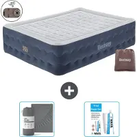 OEM Doppelbett - 2 Personen - 152 x 203 x 51 cm - Blauw - inklusive Pumpe - Bettwäsche und Reparatursatz