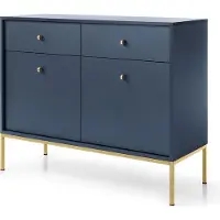 Masseno Kommode MONDO 104 cm Sideboard mit 2 Schubladen und 2 Türen für Wohnzimmer Schlafzimmer Modern 104x39x83 cm Blau / Blau