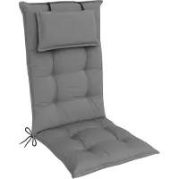 Kettler Polen elGiga Hochlehner-Auflage 1-Stück Classic 2210 Grau 120 x 50 x 7 cm für Gartenstuhl, mit Kopfpolster, hochwertig, waschbar und pflegeleicht