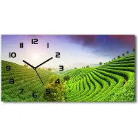 Tulup Wanduhr aus Glas – 60x30 cm - Glasbild - Glasuhr - Gehärtetes Glas - schwarze-zeiger - Tee Plantage