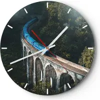 ARTTOR Wanduhr - Rund - Glasuhr - Zug Hogwarts Express - 40x40cm - Schleichendes Uhrwerk - Lautlos - zum Aufhängen bereit - Dekoration Modern - Wanddekoration aus Glas - C3AR40x40-5132