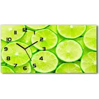 Tulup Wanduhr aus Glas – 60x30 cm - Glasbild - Glasuhr - Gehärtetes Glas - schwarze-zeiger - Zitronen