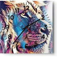 ARTTOR Wanduhr - Quadrat - Glasuhr - Löwe Mähne Märchen - 40x40cm - Schleichendes Uhrwerk - Lautlos - zum Aufhängen bereit - Dekoration Modern - Wanddekoration aus Glas - C4AC40x40-4713