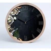 Tulup Holzuhr 20fi cm wanduhr - schwarze Spitzen - Meeresfrüchte
