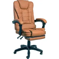 Trisens Schreibtischstuhl Design Bürostuhl Racing Chair Chefsessel Gamingstuhl Fußstütze, Farbe:Braun