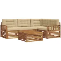 vidaXL Outdoor-Sofagarnitur 5 stk. Natur und Beige