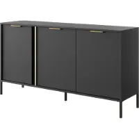 Masseno Kommode LORENZO 153 cm Sideboard und 3 Türen für Wohnzimmer Schlafzimmer Modern 153x40x81 cm Anthrazit / Anthrazit