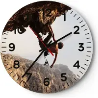 ARTTOR Wanduhr - Rund - Glasuhr - Klettern extrem berge griechenland - 40x40cm - Schleichendes Uhrwerk - Lautlos - zum Aufhängen bereit - Dekoration Modern - Wanddekoration aus Glas - C4AR40x40-2784