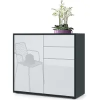 Vladon Sideboard Ben, Germany, Kommode mit 2 Türen und 2 Schubladen, Schwarz matt/Weiß Hochglanz (79 x 74 x 36 cm)