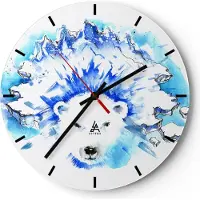 ARTTOR Wanduhr - Rund - Glasuhr - Bär Eis Winter Arktis - 40x40cm - Schleichendes Uhrwerk - Lautlos - zum Aufhängen bereit - Dekoration Modern - Wanddekoration aus Glas - C3AR40x40-3021
