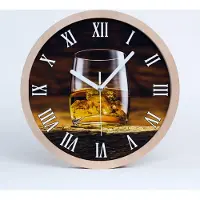 Tulup Holzuhr 25fi cm wanduhr - weiße Spitzen - Bourbon in einem Glas